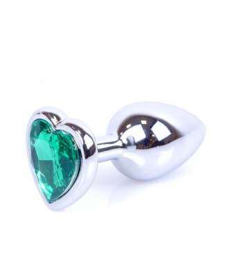 Plug-Jewellery Silver  Heart PLUG- Green