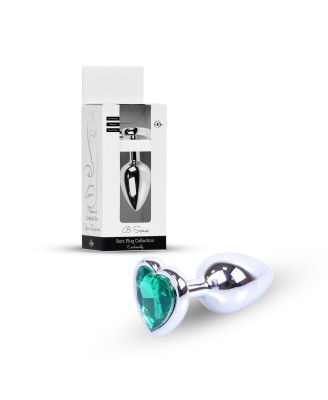 Plug-Jewellery Silver  Heart PLUG- Green