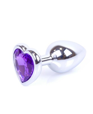 Plug-Jewellery Silver  Heart PLUG- Purple