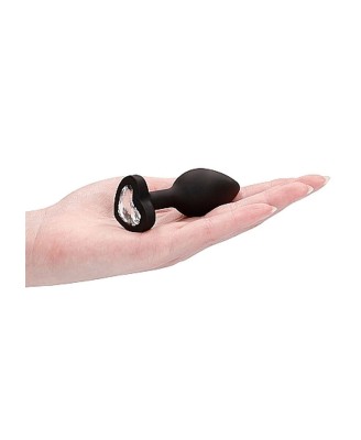 Diamond Heart Butt Plug - Regular - Black
