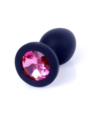 Plug-Jewellery Black Silicon PLUG Small- Pink Diamond