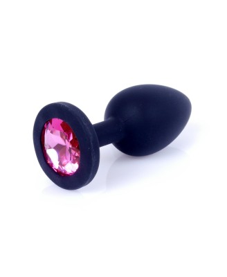 Plug-Jewellery Black Silicon PLUG Small- Pink Diamond