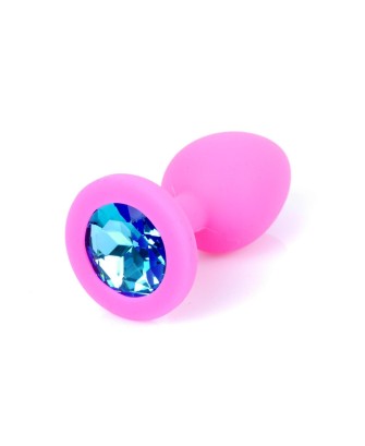 Plug-Jewellery Pink Silicon PLUG Small- Light Blue Diamond