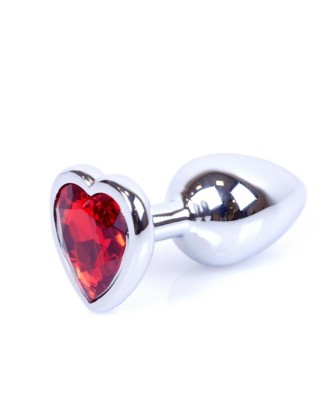 Plug-Jewellery Silver  Heart PLUG- Red
