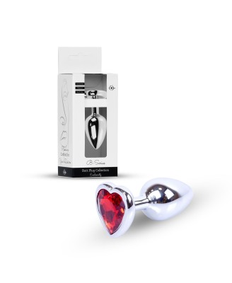 Plug-Jewellery Silver  Heart PLUG- Red