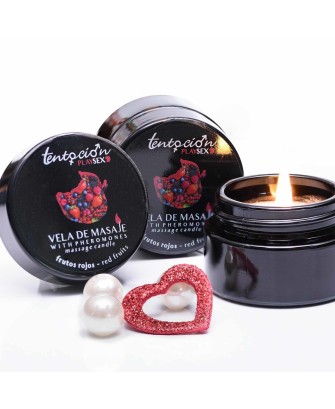 Zmysłowa świeca do masażu z feromonami RED BERRIES - 20ML