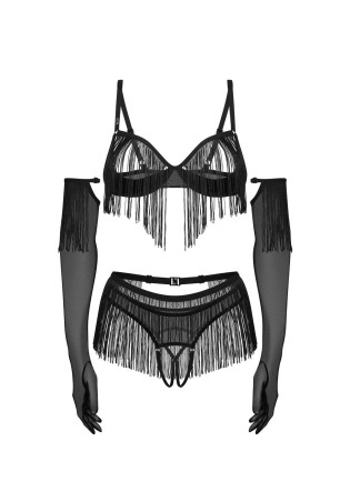 Rossay Black komplet 4-częściowy otwarty S/M