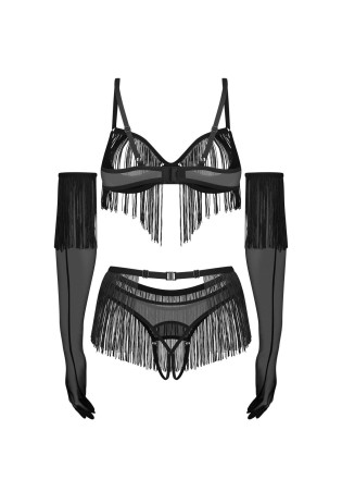 Rossay Black komplet 4-częściowy otwarty S/M