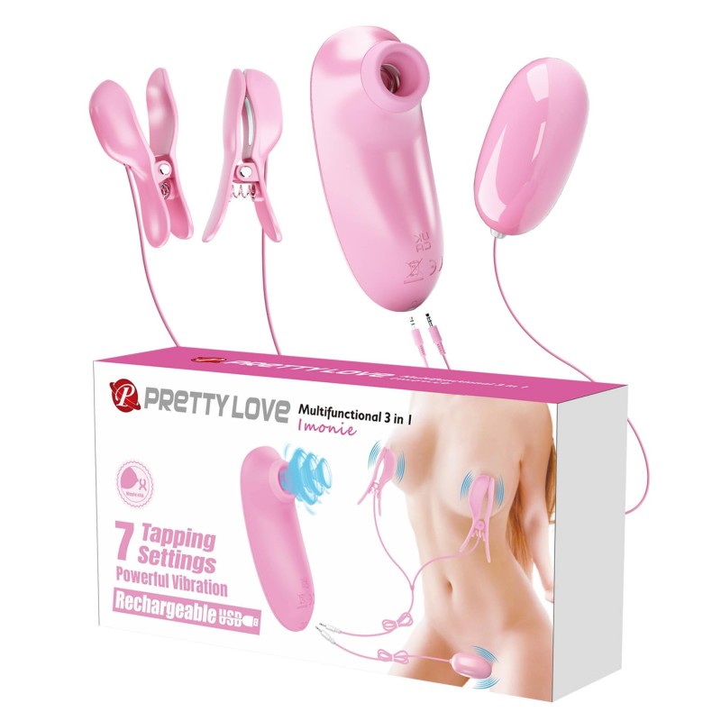 Pretty Love Imonie - 3 in 1 Nipple Clamp & Bullet Vibrator Set