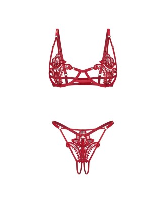 Luise Sublim Red komplet 2-częściowy otwarty S/M