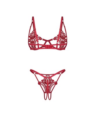 Luise Sublim Red komplet 2-częściowy otwarty S/M