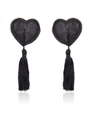 Bielizna-Heart Nipples Tassels BLACK