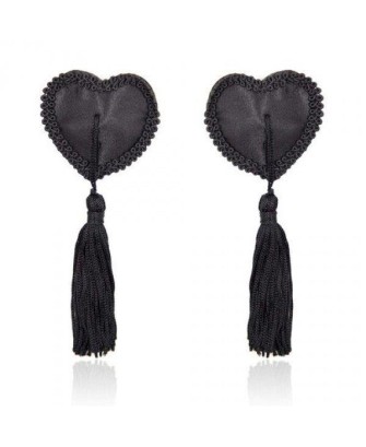 Bielizna-Heart Nipples Tassels BLACK