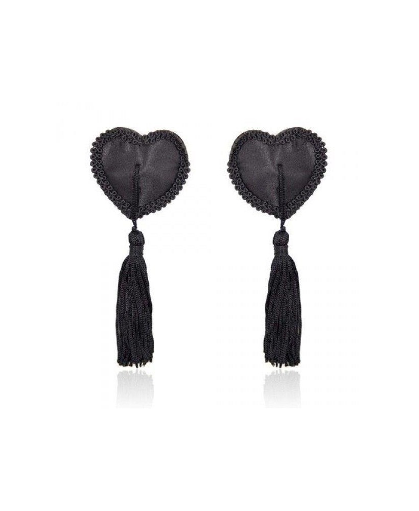 Bielizna-Heart Nipples Tassels BLACK