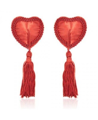 Bielizna-Heart Nipples Tassels RED