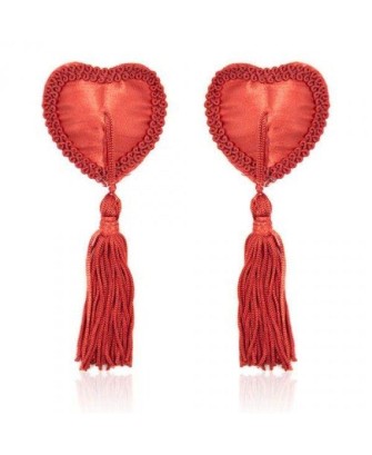 Bielizna-Heart Nipples Tassels RED