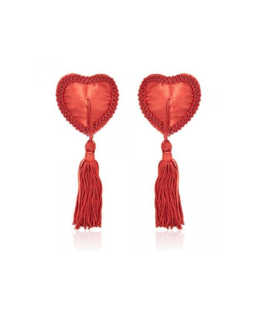 Bielizna-Heart Nipples Tassels RED