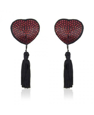 Bielizna-Heart shine nipples tassels (rosso)
