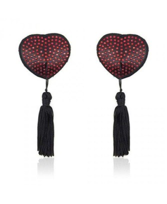 Bielizna-Heart shine nipples tassels (rosso)