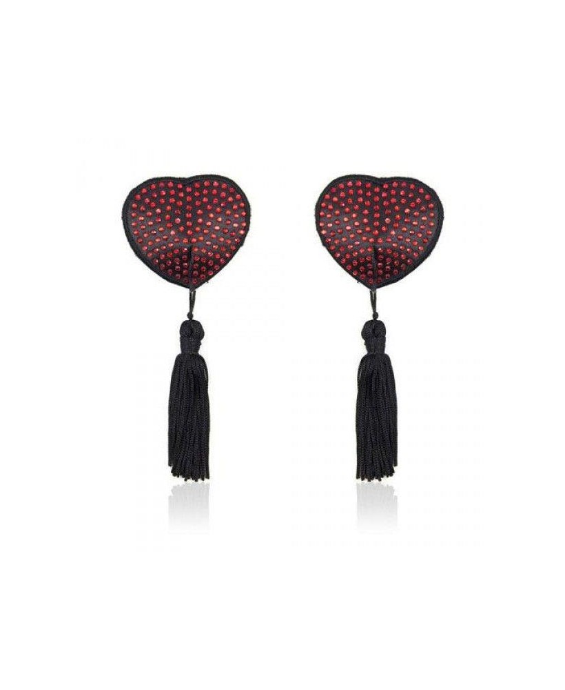 Bielizna-Heart shine nipples tassels (rosso)