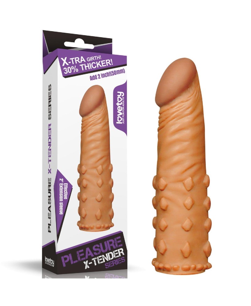 Add 2"" Pleasure X Tender Penis Sleeve Brown