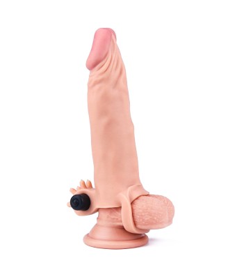 Add 2"" Pleasure X Tender Vibrating Penis Sleeve Flesh