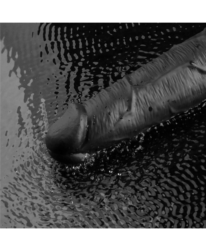 10.5" REAL SOFTEE Rechargeable TPE Vibrating Dildo(Black)