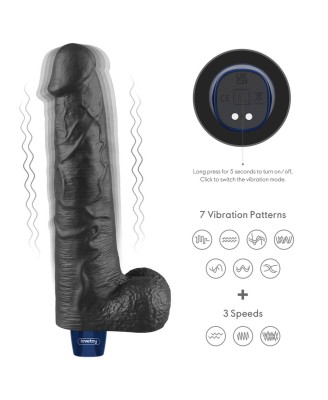 10.5" REAL SOFTEE Rechargeable TPE Vibrating Dildo(Black)