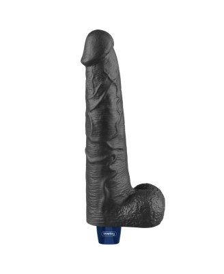10.5" REAL SOFTEE Rechargeable TPE Vibrating Dildo(Black)