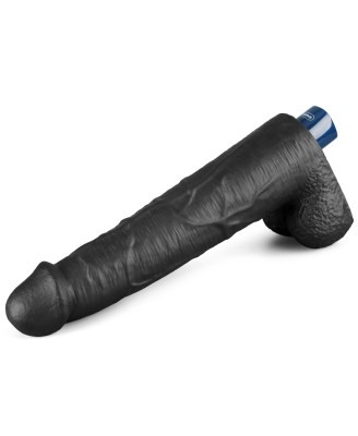 10.5" REAL SOFTEE Rechargeable TPE Vibrating Dildo(Black)