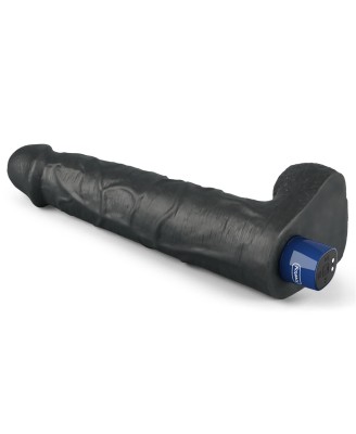 10.5" REAL SOFTEE Rechargeable TPE Vibrating Dildo(Black)