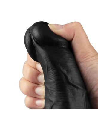 10.5" REAL SOFTEE Rechargeable TPE Vibrating Dildo(Black)