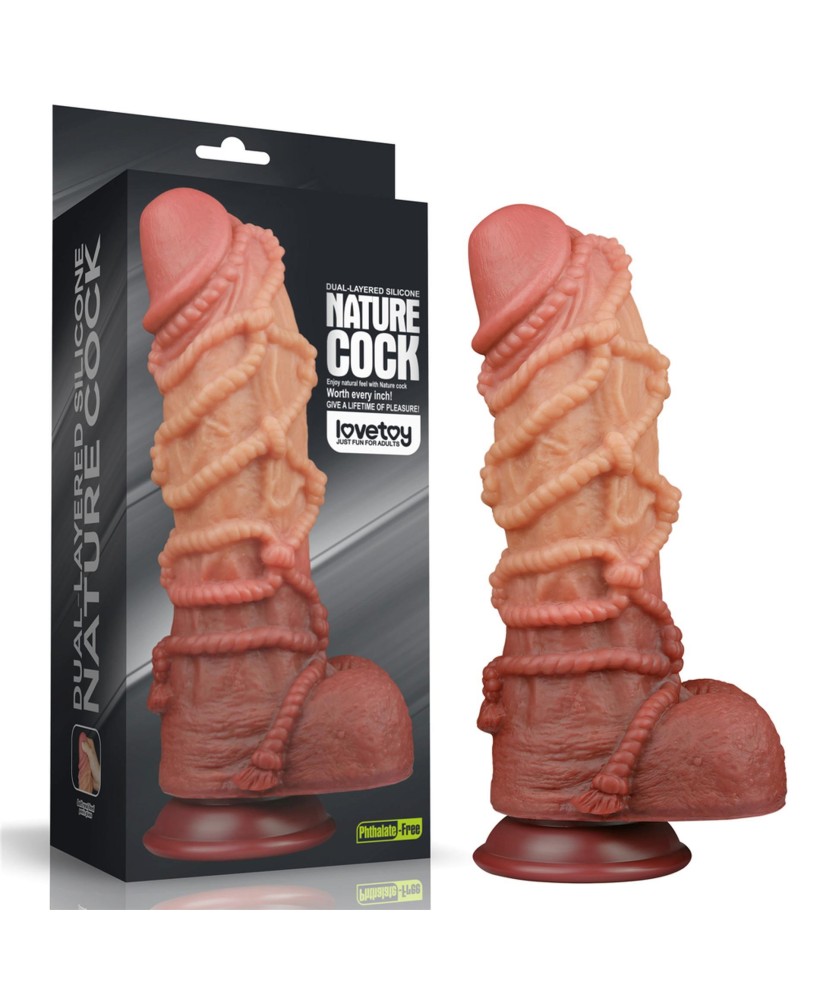 10.5'' Dwuwarstwowy Dildo XXL z silikonu platynowego z linką