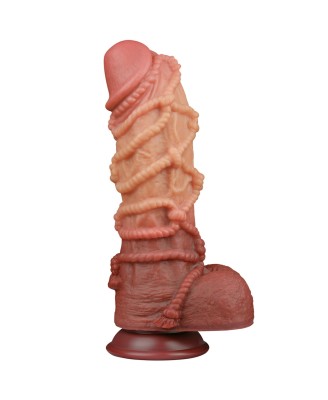 10.5'' Dwuwarstwowy Dildo XXL z silikonu platynowego z linką