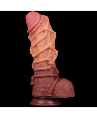 10.5'' Dwuwarstwowy Dildo XXL z silikonu platynowego z linką