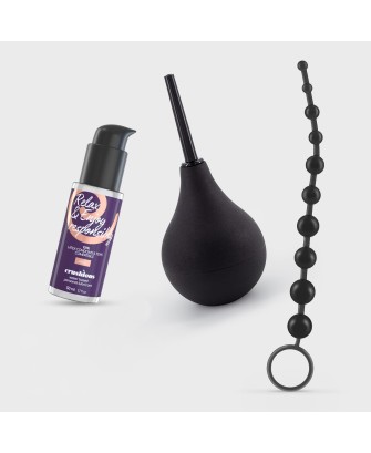CRUSHIOUS ANAL THRILL ANAL DOUCHE 90ML WITH ANAL LUBRICANT 50ML AND 10 BEAD ANAL CHAIN