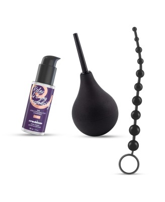 CRUSHIOUS ANAL THRILL ANAL DOUCHE 90ML WITH ANAL LUBRICANT 50ML AND 10 BEAD ANAL CHAIN