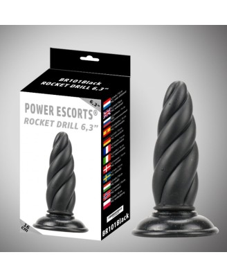 Rocket drill 6,3 inch black big anal plug 6,3 inch / 16 cm
