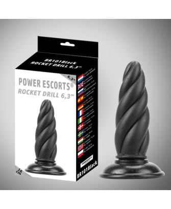Rocket drill 6,3 inch black big anal plug 6,3 inch / 16 cm