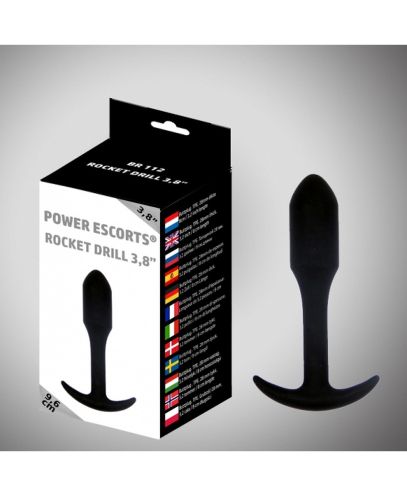 Rocket drill 3,8 inch black anal plug 3,8 inch / 9,6 cm