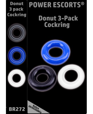 Ring-Donut Cockring 3 Pack-3 colors blue/clear/black