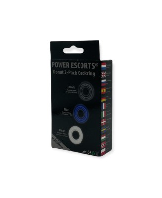 Ring-Donut Cockring 3 Pack-3 colors blue/clear/black