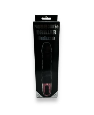 Power Escorts - Driller De Luxe Black - 21 Cm / 8.2 Inch Fat Silicone Realistic Vibrator