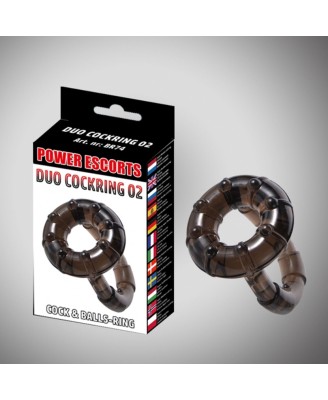 Duo cockring black duo cock ball cockring dia 5,5 / 4,5 cm