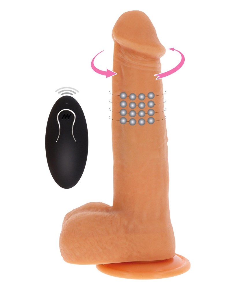 Rotating Beads Vibrating Dildo Light skin tone