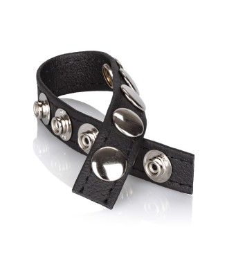 Leather Multi-Snap Ring Black