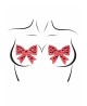 Rhinestone bow nipple jewels Red