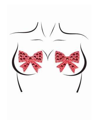 Rhinestone bow nipple jewels Red