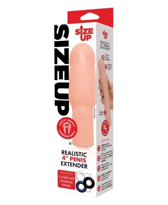 SIZE UP 4 INCH EXTRA REALISTIC PENIS EXTENDER -FLESH