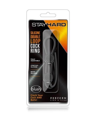 STAY HARD DOUBLE LOOP COCK RING BLACK